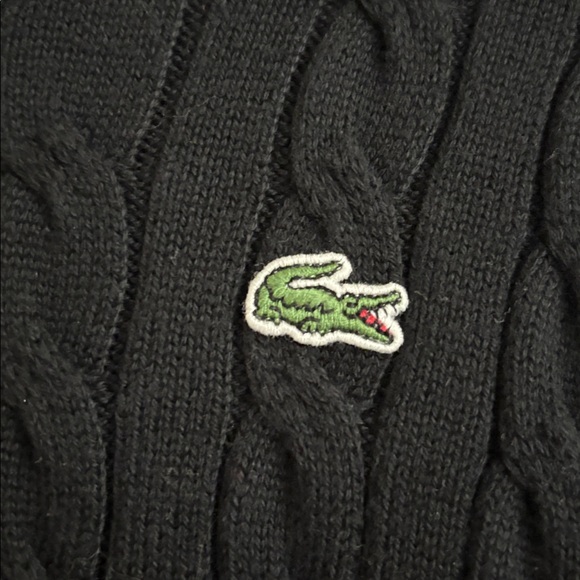 Lacoste Classic 100% Cotton Knit Black Sweater - Picture 3 of 9